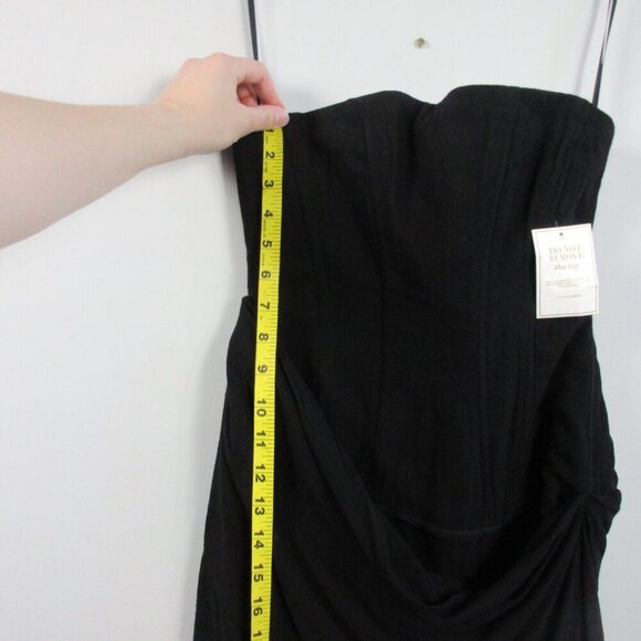 Jlux Label Journey Maxi Dress M Black Cotton Linen Strapless Elegant Luxury 772 - Picture 14 of 16